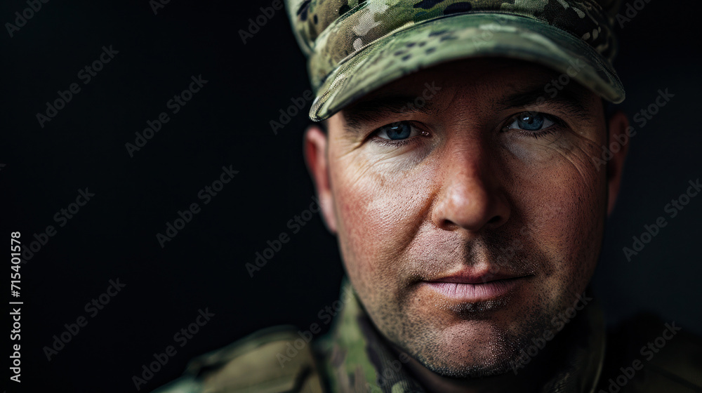 studio portrait of a middle aged soldier looking at camera studio portrait of a middle aged soldier looking at camera