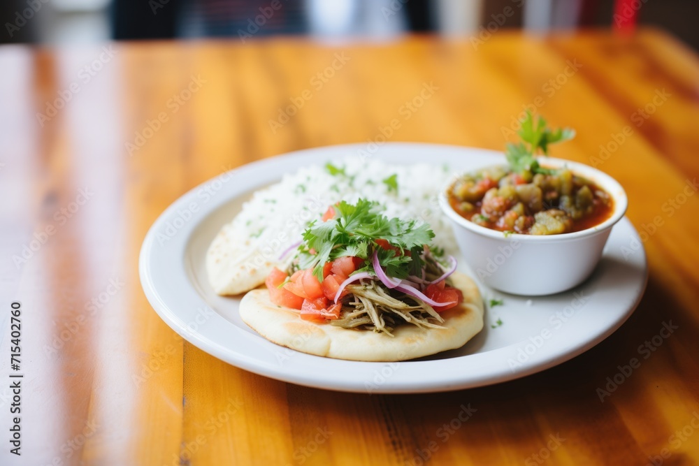 arepas with a side of salsa and sour cream arepas with a side of salsa and sour cream