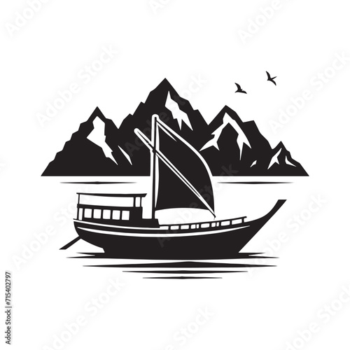 Sailing Shadows: Boat Silhouette Set Casting Artistic Shadows on the Canvas of Imaginary Seas - Boating Silhouette - Boat Vector - Yacht Silhouette
