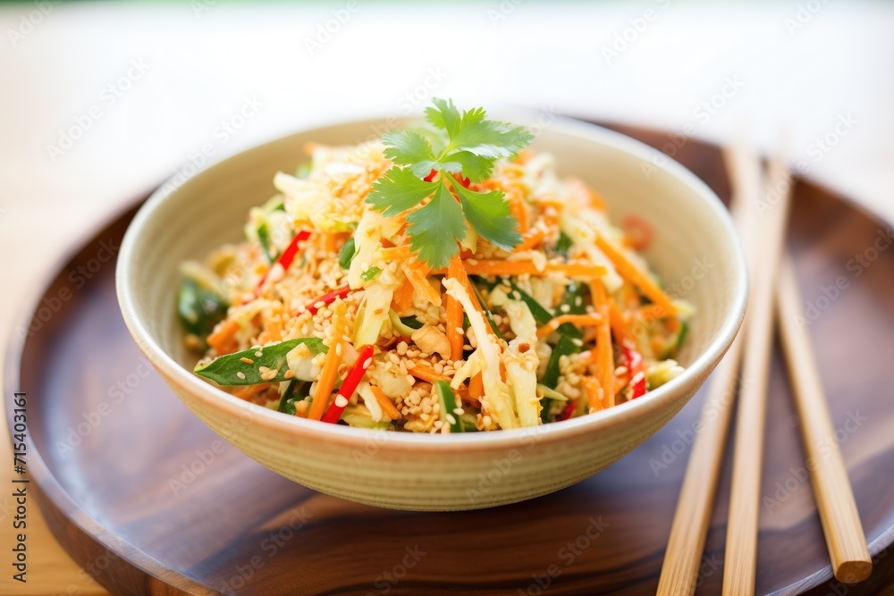 close-up, colorful asian slaw with peanut sprinkle close-up, colorful asian slaw with peanut sprinkle
