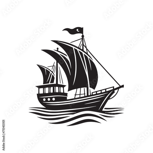 Maritime Echoes: Boat Silhouettes Echoing the Timeless Beauty of Nautical Exploration - Boat Illustration - Sea Vector - Yacht Illustration
