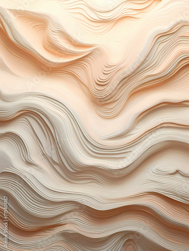 Handmade Wall Art, A White And Orange Wavy Lines