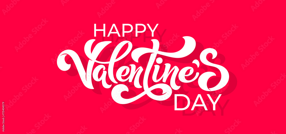 Happy Valentine's Day hand lettering vector type illustration. Vector illustration. Romantic quote card. Text for card or invitation.