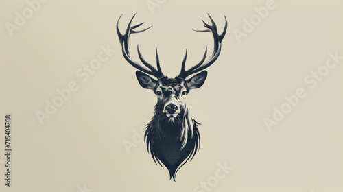Majestic minimal modern abstract deer animal logo on solid background photo