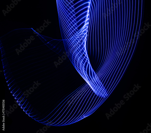3D illustration or 3D rendering, Blue lines with abstract three-dimensional shapes. Blue and black color