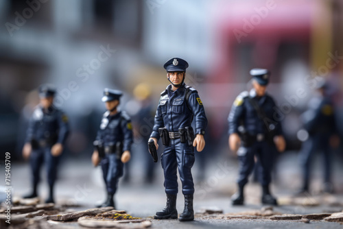 Police officers in uniform plastic figures