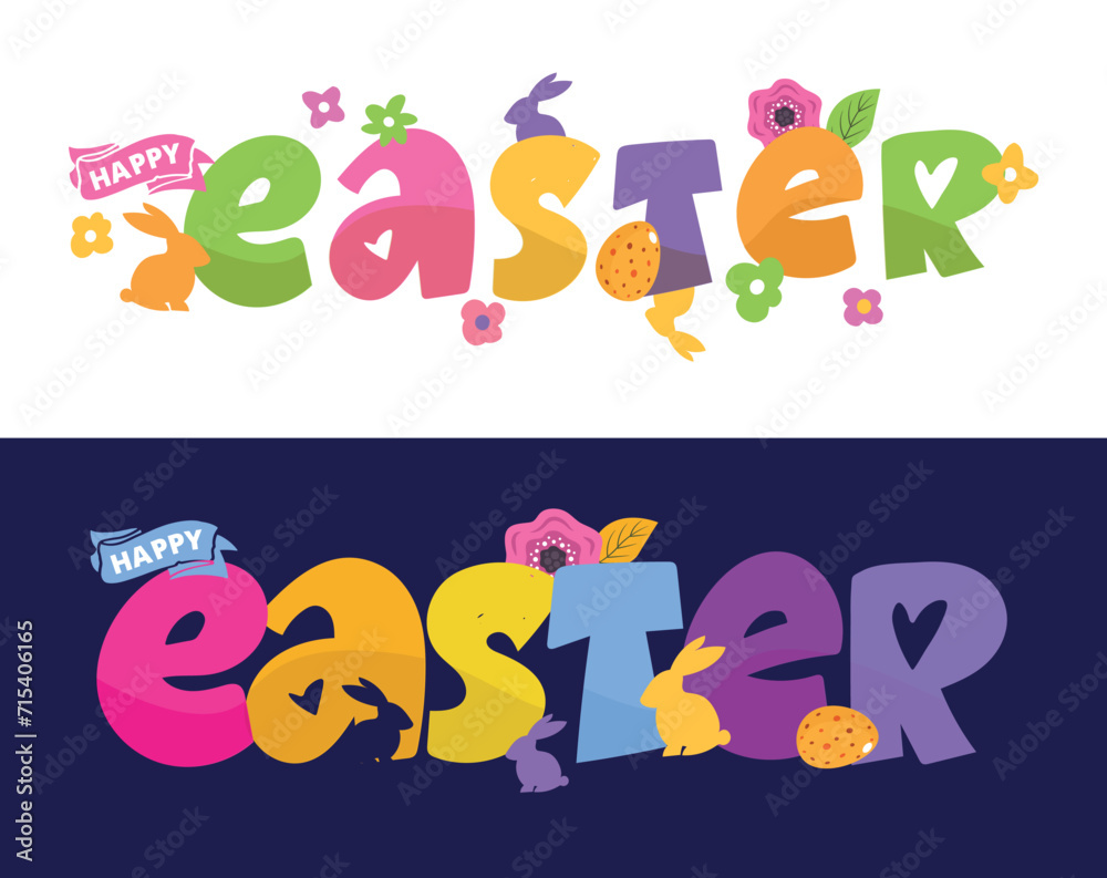 Lettering  about Easter for flyer and print design. Vector illustration. Templates for banners, posters, greeting postcards. 100% vector file