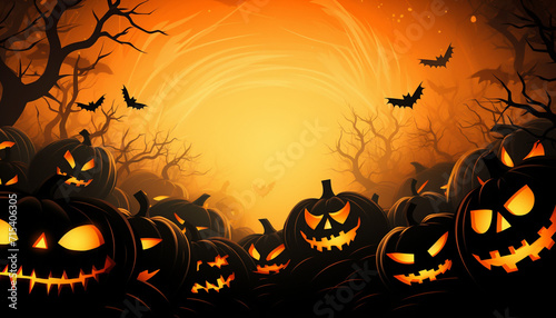 halloween background with pumpkin created with Generative Ai