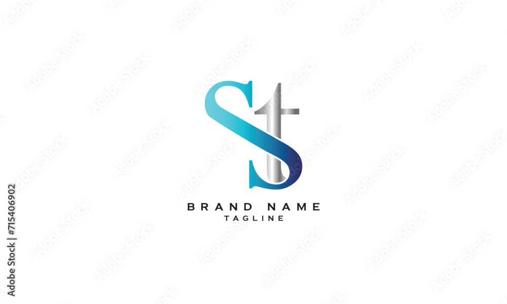 ST, TS, Abstract initial monogram letter alphabet logo design