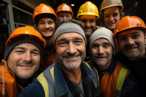 Selfie of builders at a construction site