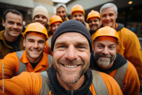 Selfie of a team of engineers and builders