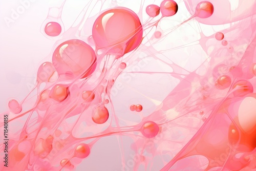  a close up of a bunch of bubbles on a white and pink background with a blue sky in the background.