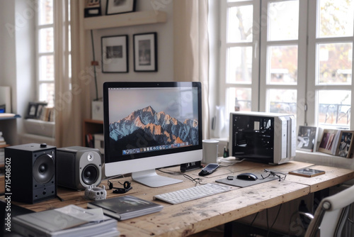 A freelancer's workplace with a computer at home