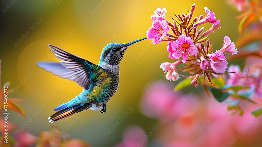 Naklejka premium hummingbird and flower