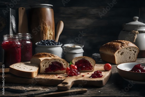 still life with bread and wine