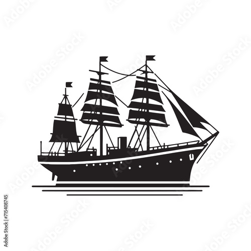 Maritime Melodies: Ship Silhouette Collection Creating Harmonious Melodies of Nautical Aesthetics - Ocean Freight Illustration - Sea Vector - Ship Illustration
 photo