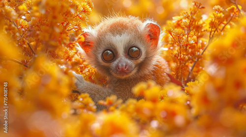 illustration of a print of colorful cute baby slow lorises photo