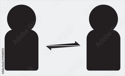 Data transferring between two persons black symbol icon PNG silhouette
