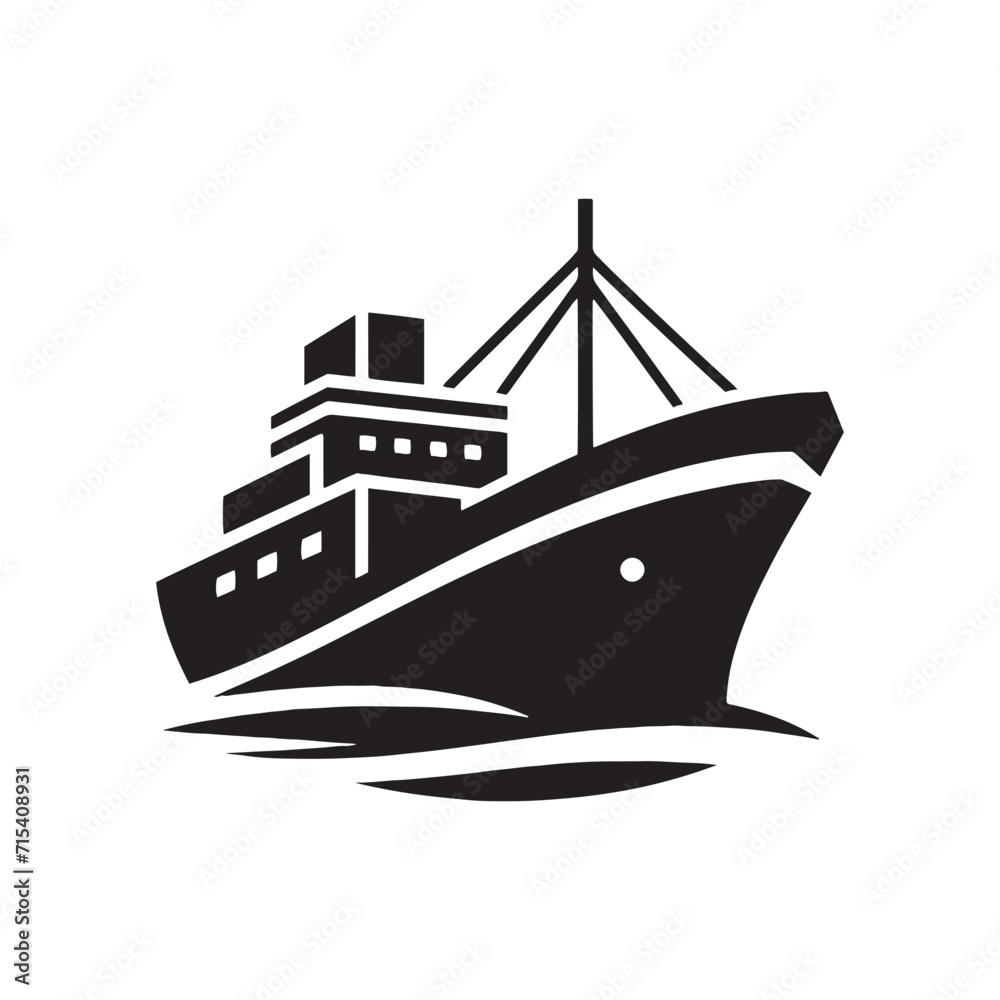 Obraz premium Yacht Elegance: Boat Silhouettes Embodied with the Grace and Elegance Resonant in Yachting Excellence - Transportation Silhouette - Ship Vector - Yacht Silhouette 