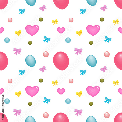 Seamless pattern of balloon heart pastel ball on white  background for background and texture wrapping paper concept
