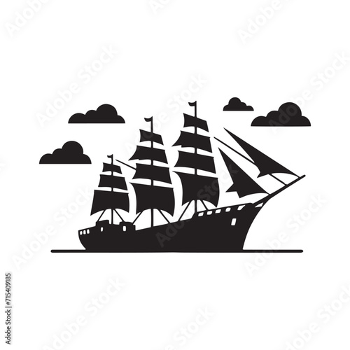 Maritime Harmony: Boat Silhouettes Harmonizing the Beauty of Nautical Design - Transportation Silhouette - Ship Vector - Yacht Silhouette
