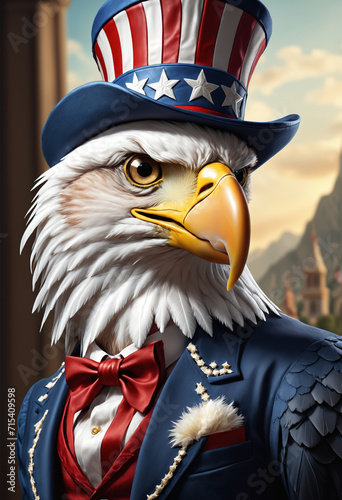 Eagle bald wearing a top un...