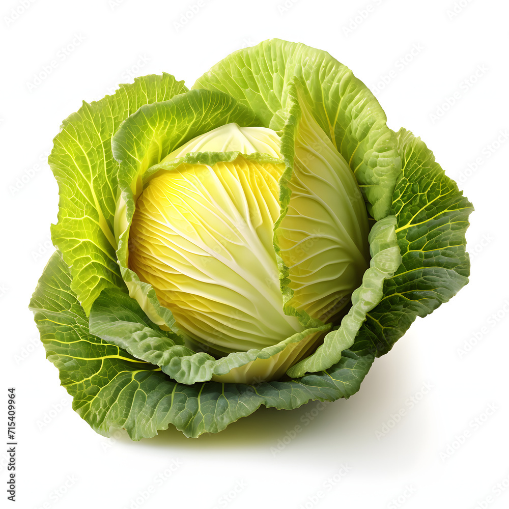 Obraz premium a cabbage with yellow and green leaves on white background