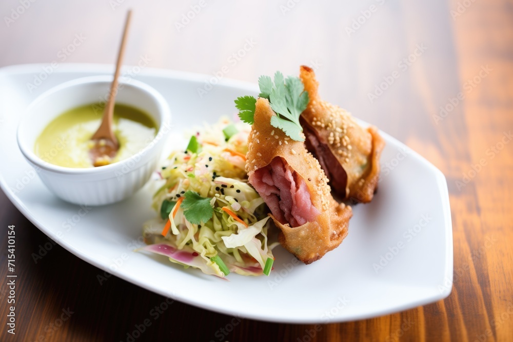 corned beef and cabbage egg rolls with dipping sauce corned beef and cabbage egg rolls with dipping sauce