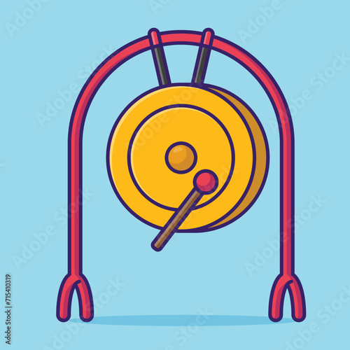 Chinese gong simple cartoon vector illustration chinese new year stuff concept icon isolated