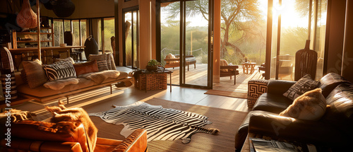 Photographie Luxury safari lodge interior in Africa