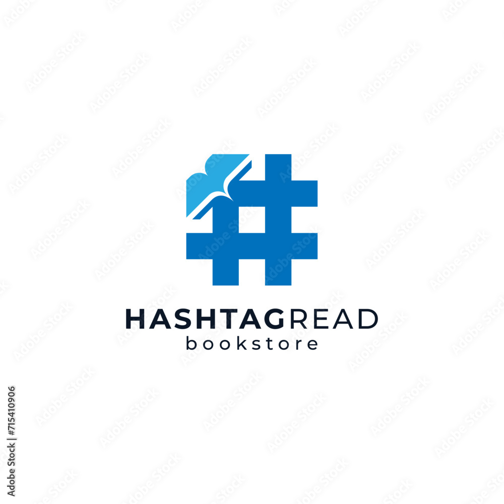hastags and books for digital book or ebook search engine logos