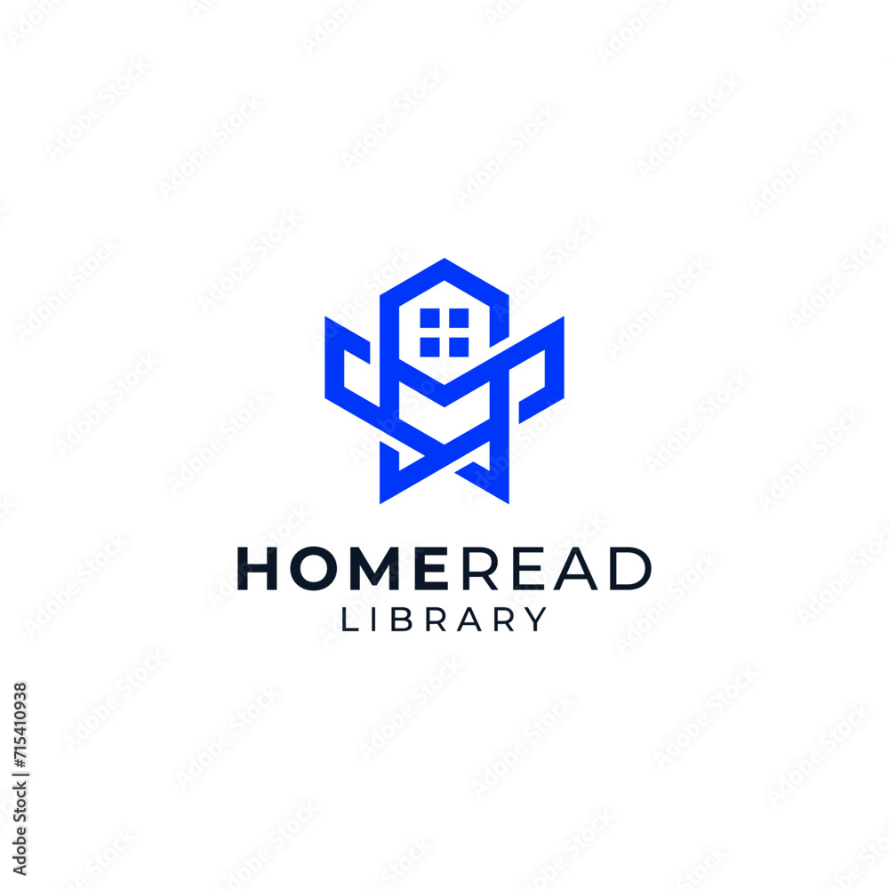 house and book with line art style for educational, library and home schooling logo house and book with line art style for educational, library and home schooling logo