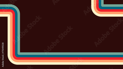 Retro 1970s Abstract Vector Background, Colorful Geometric Shapes and Lines, Vintage Seventies Pattern Design, Minimalist Artwork
