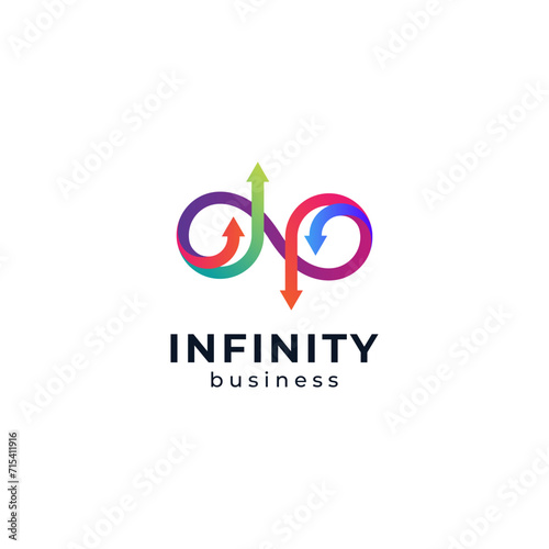 colorful infinity logo design with arrows for marketing, business and finance