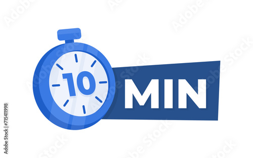 10 Minute Countdown Timer Icon Blue Stopwatch for Time Management and Productivity Concept