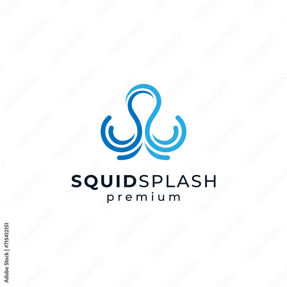 simple and abstract squid logo design template simple and abstract squid logo design template