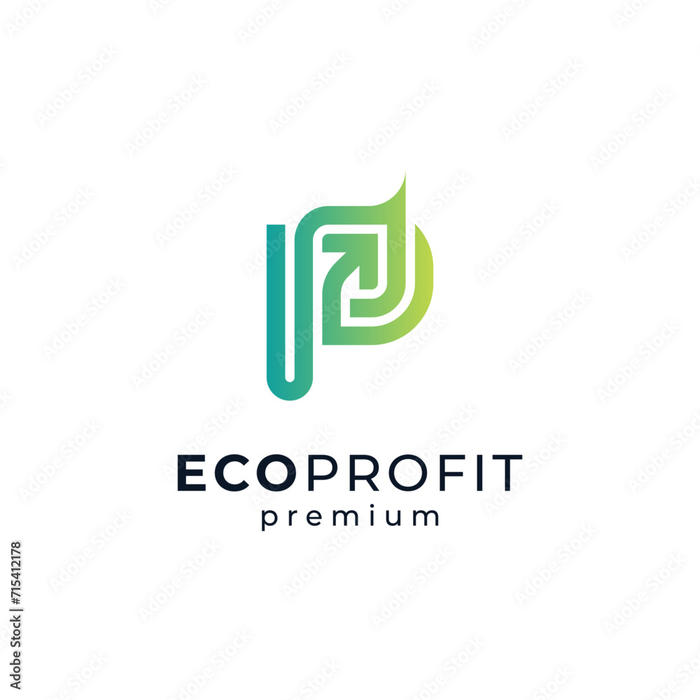 letter P with arrow and leaf for marketing, business and finance logo design letter P with arrow and leaf for marketing, business and finance logo design