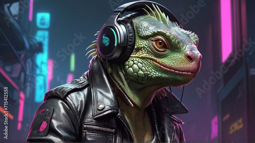 CyberLizard's Synthwave Swagger by Alex Petruk AI GENERATED