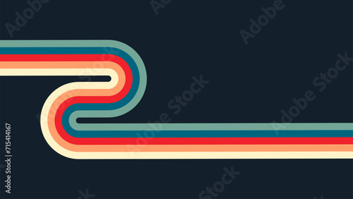 Retro 1970s Abstract Vector Background, Colorful Geometric Shapes and Lines, Vintage Seventies Pattern Design, Minimalist Artwork
