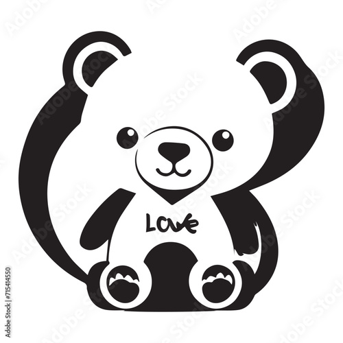 Fototapeta Naklejka Na Ścianę i Meble -  teddy bear animal love vector elements design template logo and iconic style, panda love vector special for Valentin's 