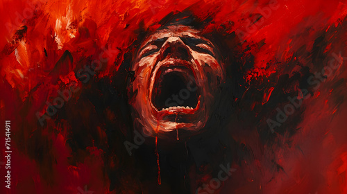 Expressive Painting of a Screaming Man photo