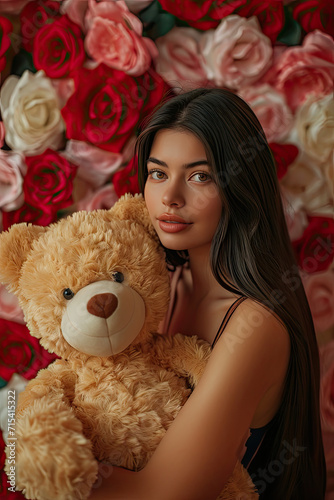 woman with teddy bear
