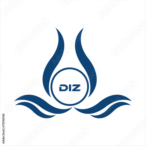 DIZ letter water drop icon design with white background in illustrator, DIZ Monogram logo design for entrepreneur and business.
 photo