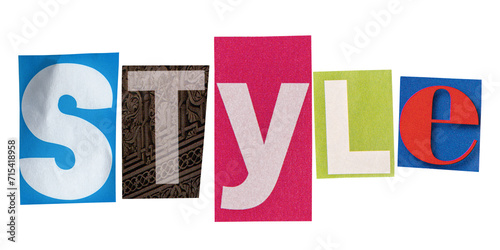 The word style made from cutout letters photo