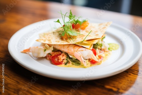 seafood quesadilla with crab and prawns