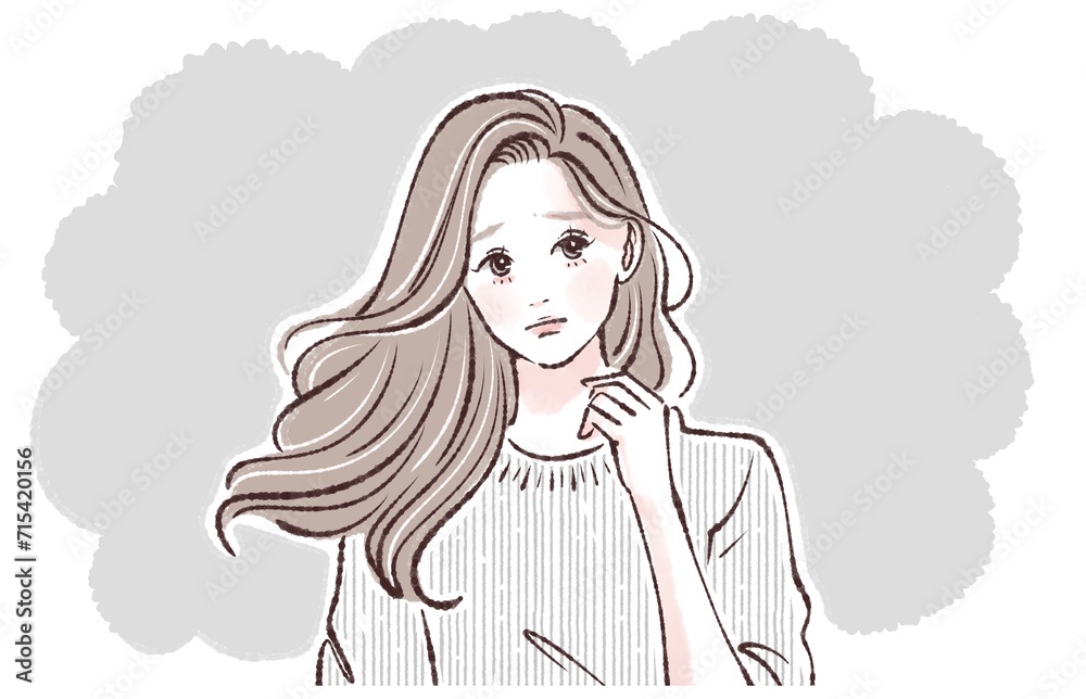 悩む/考える/落ち込む/不安/どうしよう/うーん/悲しい/疑問/切ない/迷走/解説/説明/注目/教える/先生/解説者/アドバイス/黒板/授業/講義/こちら/案内する/注目/水彩/手描き/女性/女の子のイラスト素材 悩む/考える/落ち込む/不安/どうしよう/うーん/悲しい/疑問/切ない/迷走/解説/説明/注目/教える/先生/解説者/アドバイス/黒板/授業/講義/こちら/案内する/注目/水彩/手描き/女性/女の子のイラスト素材