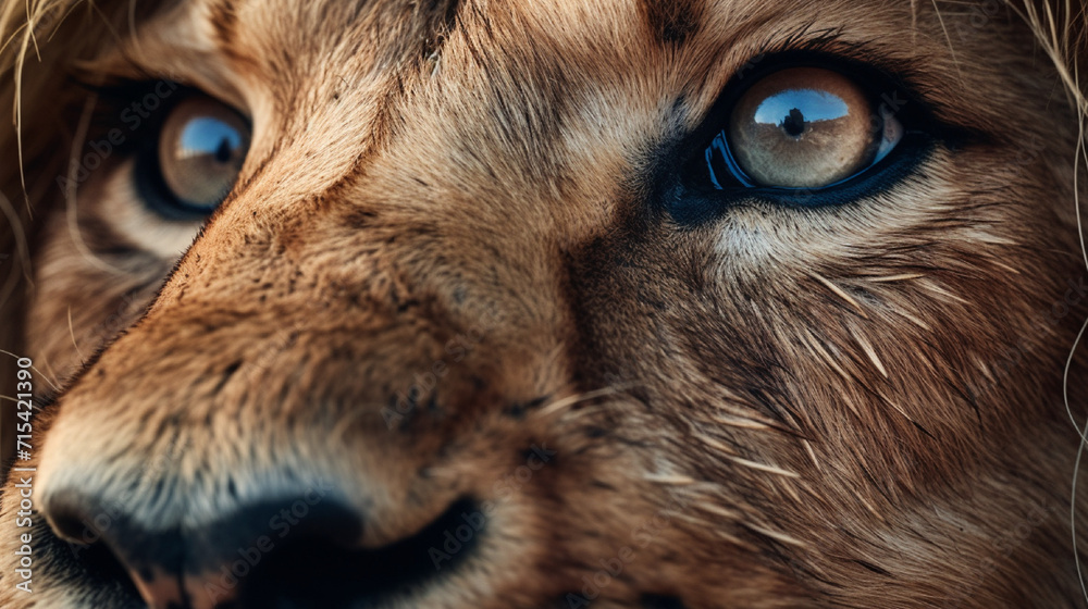 closeup of eyes of lion