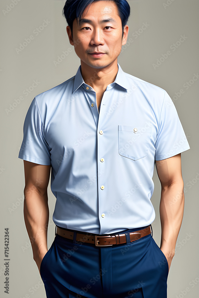 40 year old Asian man dressed casually in a button shirt slightly - 40 Year Old Japanese Man Goes Viral