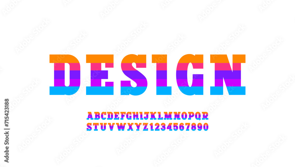 Slab serif font alphabet, playful letters from A - Z and numbers from 0 - 9, vector illustration 10EPS Slab serif font alphabet, playful letters from A - Z and numbers from 0 - 9, vector illustration 10EPS