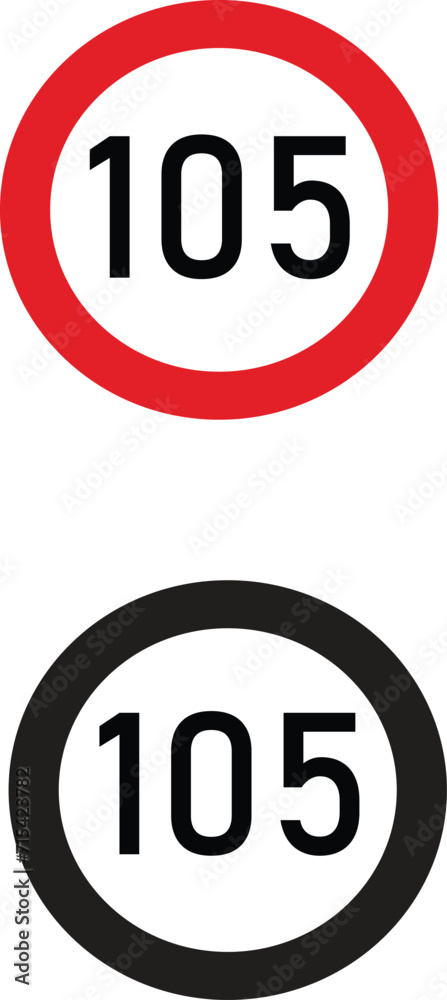 105 speed limit sign in two colors suitable for transportation uses